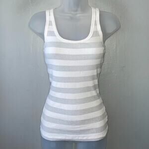 Y2K Arizona Silver Metallic Silver Gray Ribbed Knit Tank Top Juniors Size Medium